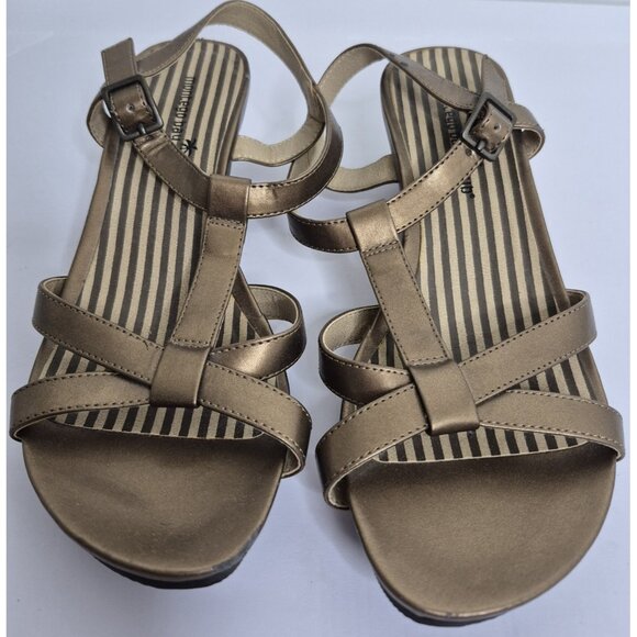 montego bay club Gold wedge sandals Women's Size 6.5 - Picture 2 of 9